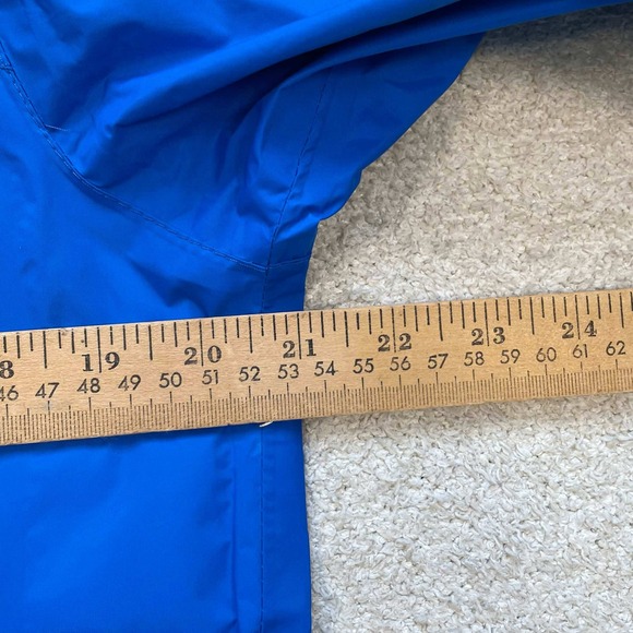 Columbia XL Omni-Tech Rain Jacket Blue Hooded Waterproof Shell Zip Up - Picture 11 of 12